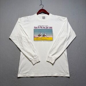 The Far Side T-Shirt Mens Large White Run To The Far Side‎ XVIII Ostrich Graphic